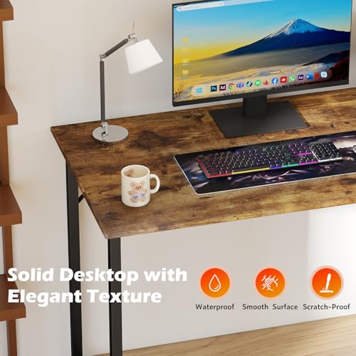 Image of PayLessHere | 47 Inch Computer Desk | Vintage | Office Desk with Metal Frame, Adjustable Feet | Water-Resistant, Scratchproof Surface | Sturdy Writing Table for Home Office or Study | Pack of 1