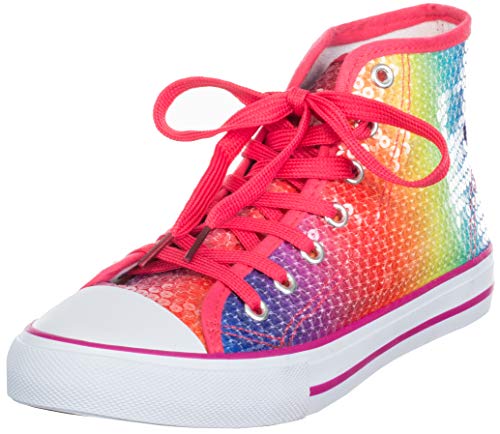 Brandsseller Damen Sneaker mit Pailletten und Glitzer - halbhoch mit Schnürsenkeln modisch bequem für Alltag & Party – Bunt Brandsseller Damen Sneaker mit Pailletten und Glitzer - halbhoch mit Schnürsenkeln modisch bequem für Alltag & Party – Bunt