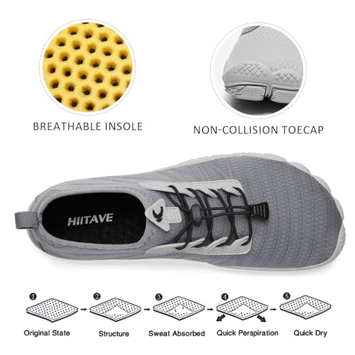 Image of HIITAVE Men Barefoot Water Shoes Beach Aqua Socks Quick Dry for Outdoor Sport Hiking Swiming Surfing