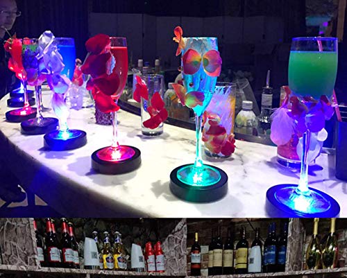 Aibote Color Changing Flashing Led Coaster Drink Bottle Cup Mat Holder For Party Club Bars Wedding Decoration(Black Shell Colorful Light) #TOP5