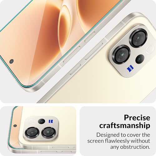 Image of FIRST MART Tempered Glass for Vivo V70 5G with Black Camera Ring Guard & Installation Kit | HD Clear Edge-to-Edge Screen Protector, Scratch Resistant, Case-Friendly | Pack of 1