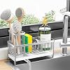 Cisily Sponge Holder For Kitchen Sink - Rustproof 304 Stainless Steel Sink Caddy With Brush Holder