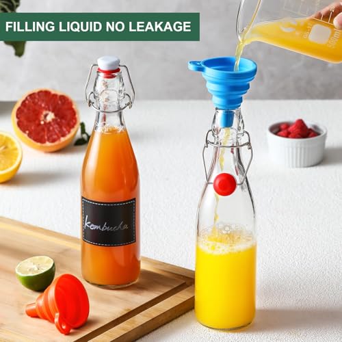 8 Set 16 OZ Swing Top Glass Bottles - Flip Top Beer Brewing Bottles with Stopper for Fermentation, Kombucha, Mead Kefir, Vanilla Extract, Juice, Tea, Wine, Soda - Airtight Cap Lids, Bonus 2 Pourers - Image 6