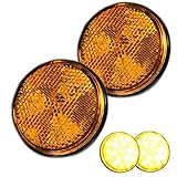 Discover winds LED リフレクター バイク カスタム ダブル発光 丸形 ブレーキ マーカー 2個 トレーラー 反射板 サイドマーカー リアマーカー ドレスアップ オレンジ(アンバー)