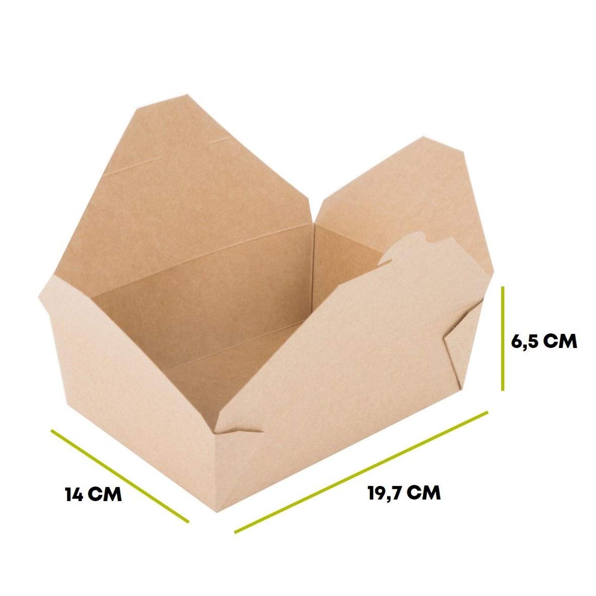 35 Pezzi – DeliBox Scatole da Asporto. Box Kraft in Cartone con Coperchio Pieghevole con Linguetta per sigillare. Eco Friendly, Ideale per Delivery. 35 Contenitori 2000ml