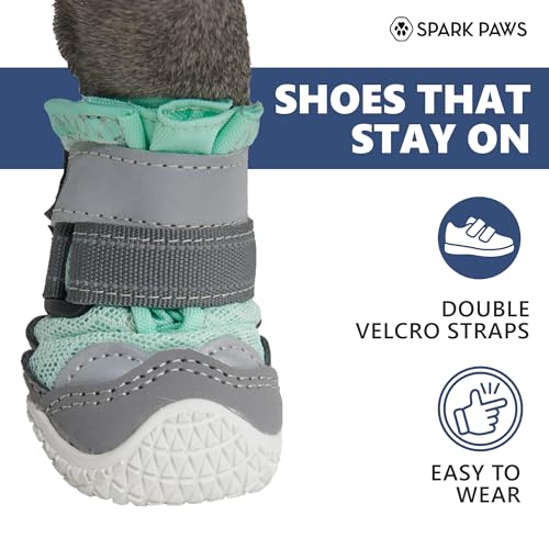 Image of Spark Paws Dog Shoes for Large Small Medium Dogs Breathable Dog Booties for Hiking, Summer Hot Pavement Paw Protectors for Non Slip Rubber Dog Boots for Outdoor (Turquoise, Size 8)