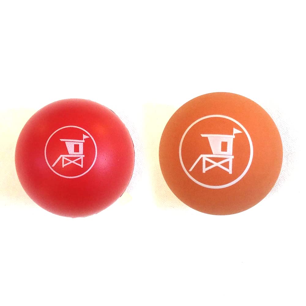 Set de 2 Balles de Raquette de Plage, Softball Rouge en Mousse PU et Speedball Orange en Caoutchouc, pour Débutants et Confirmés, 55-60mm