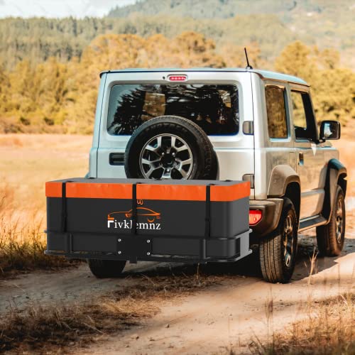 Fivklemnz Hitch Mount Cargo Carrier Bag, 20 Cubic Feet 100% Waterproof Car Tray Cargo Carrier With 6 Reinforced Straps For Truck Pickup, Fits For All Vehicle With Steel Cargo Basket (59" 24" 24") #TOP6