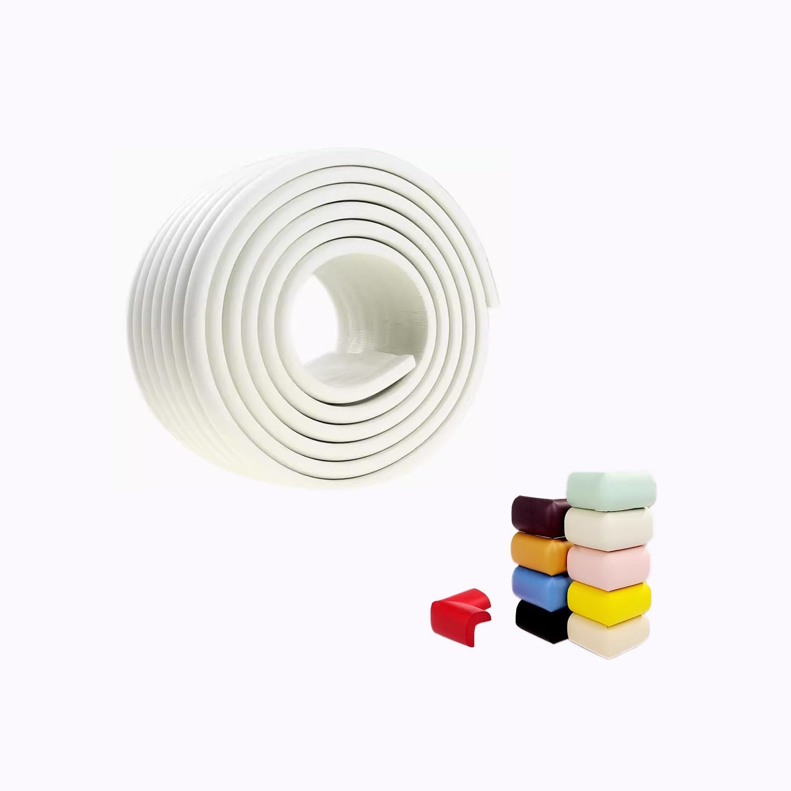 Protector de Esquinas para bebés - Espuma de Goma NBR Suave, Protector de Parachoques de Seguridad para Muebles y Chimeneas - Cortado a Cualquier Tamaño - 800 * 8 * 0,8 cm(White)