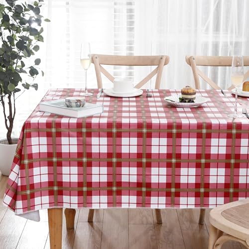 Image of Walrus Heavy Duty Vinyl Tablecloth with Flannel Backing Waterproof Oil-Proof Plastic Table Cloth Stain-Resistant Wipeable Rectangle or Square Table Cover for Indoor and Outdoor (Lattice,54x54 Inch)