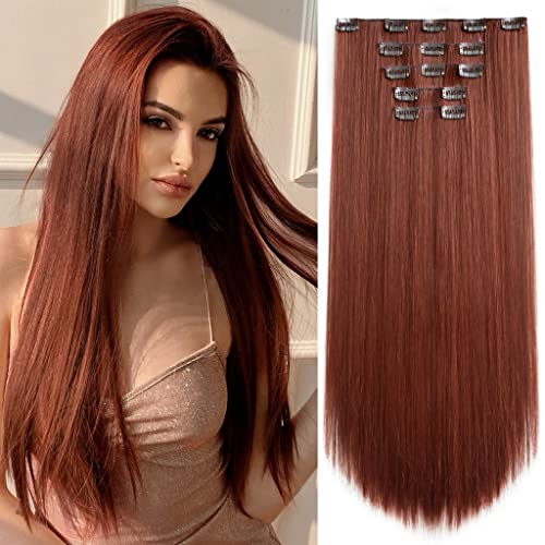 Hair Extensions StrRid Auburn Clip in Hair Extension Straight 22Long Synthetic Thick Clips on Red Hair Piece for Women 5PCS Black Curly Wavy 18Cheap Brown Blonde Natural Full Head 5 Oz Hair Extensions StrRid Auburn Clip in Hair Extension Straight 22"Long Synthetic Thick Clips on Red Hair Piece for Women 5PCS Black Curly Wavy 18"Cheap Brown Blonde Natural Full Head 5 Oz