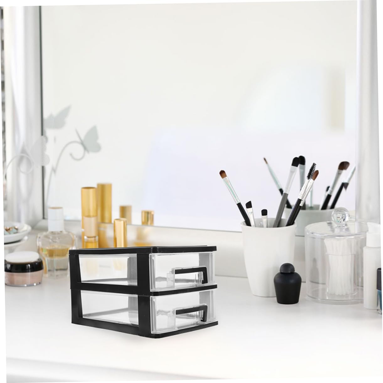 Caja Organizadora de Escritorio con Cajones 2 Piezas Plástico Negro