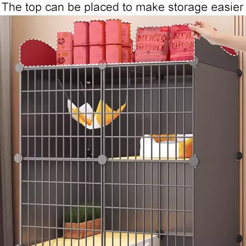Cage fermée pour chat avec rangement et bac à litière amovible inclus - 3