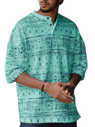 Image of Noble Monk Men Polycotton Solid Regular Kurta || Casual Plain Stylish Shirt for Man || Full Sleeve Band Collar Tshirt for Men || Casual Wear Tshirt for Man