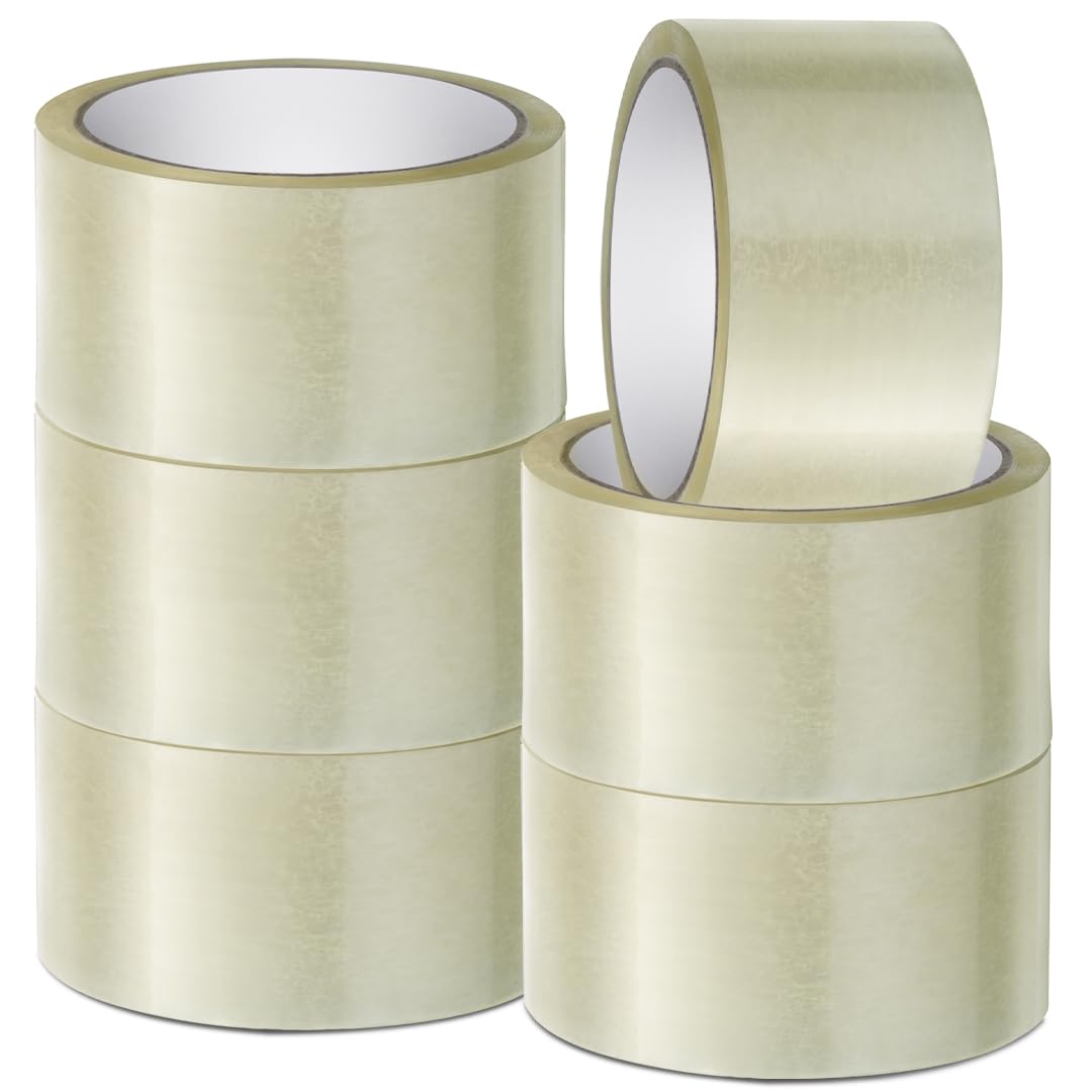 Stick Well 6 Rolls Clear Parcel Tape, 48mm X 66m, Strong Heavy Duty & Low Noise Packing Tape for Packing Boxes Moving Boxes