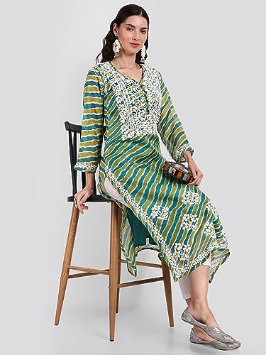 Image of Seva Chikan Hand Embroidered Chikankari Kota Lucknowi Kurti Kurta with Slip SCL4047