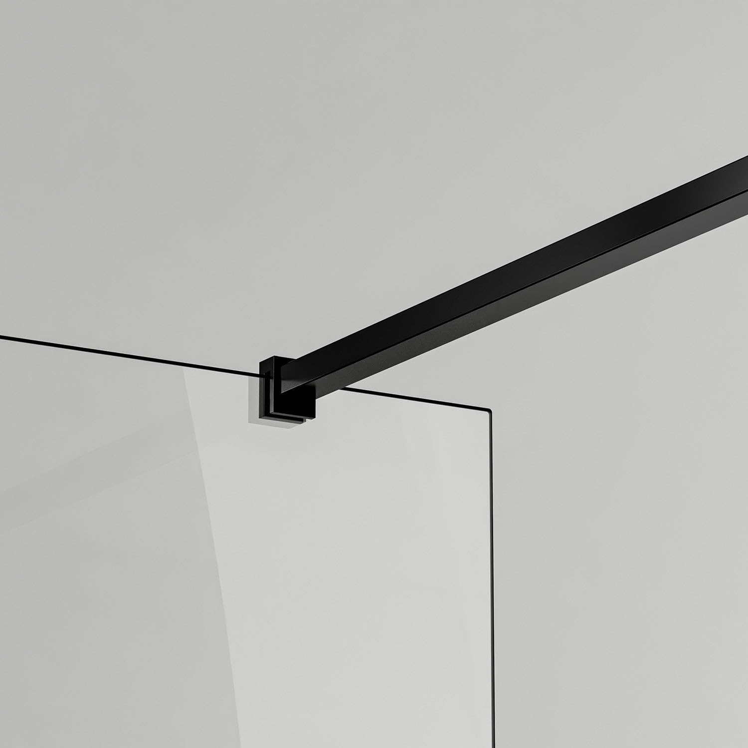 Paroi de douche à l’italienne 50×200 cm - Verre Securit 8 mm - Profilé et barre de stabilisation 90 cm - Aluminium noir mat