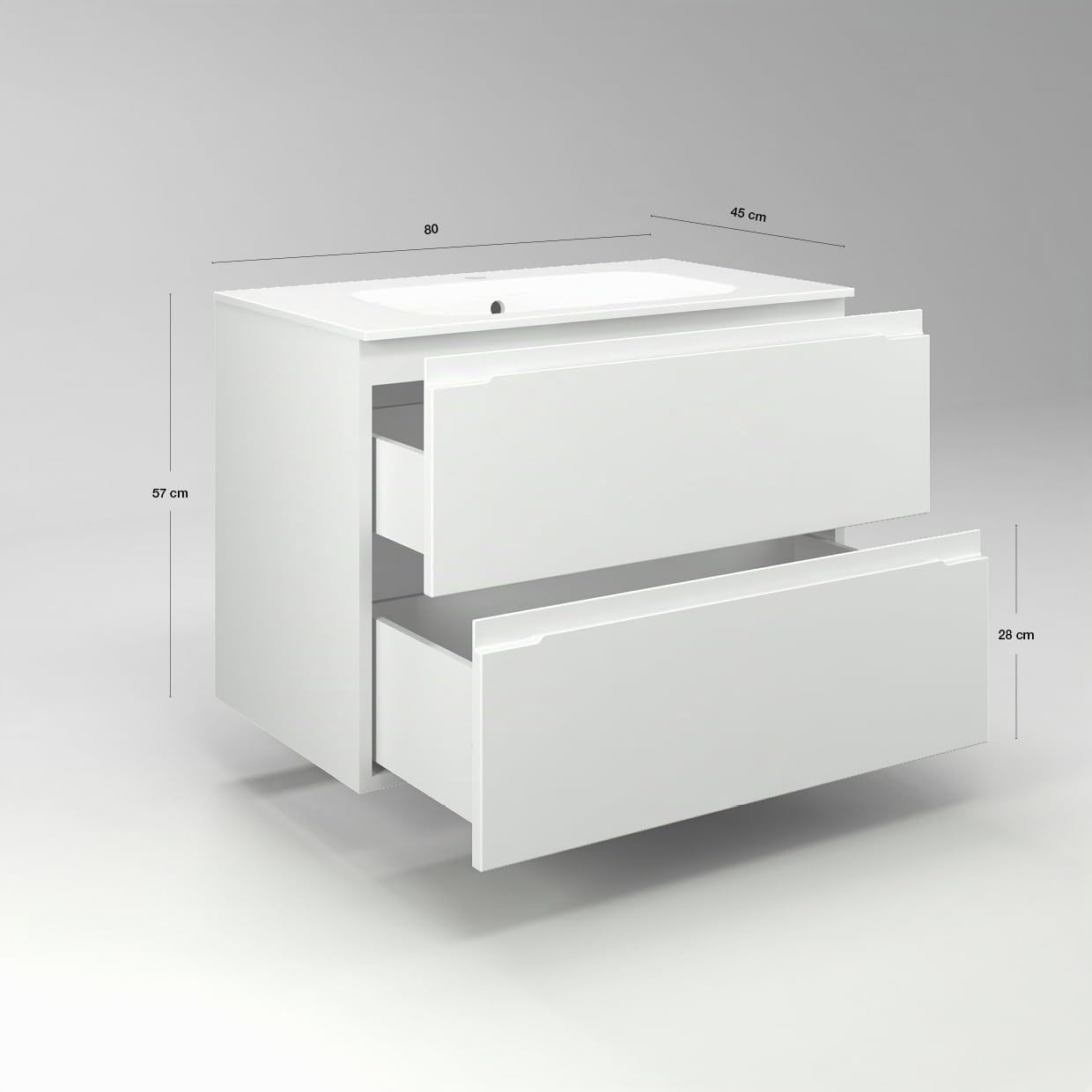 Diventa Modello Diva Star, Mobile Bagno Sospeso 80cm con 2 cassetti spaziosi e lavabo dal design moderno, colore blu e bianco