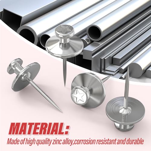 Image of 100Pcs Silver Double Headed Picture Hangers Nails, Small Head Thumb Tacks Nails for Hanging Picture Photo Tapestry