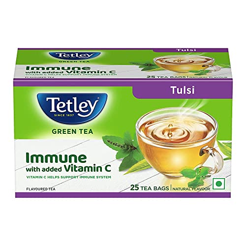 Image of Tetley | Green Tea with Tulsi | Immune with Added Vitamin C | 25 Tea Bags