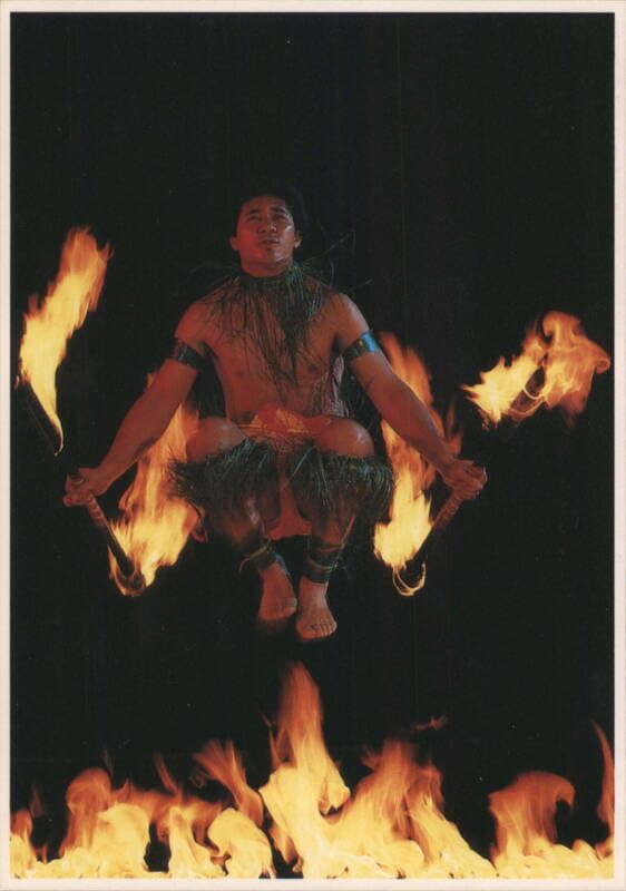 Samoan Fire and Knife Dance at Polynesian Cultural Center Honolulu, Hawaii HI Original Vintage Postcard