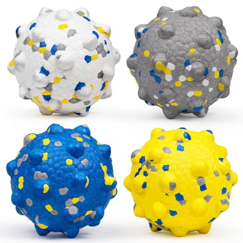 Moonorange Dog Tennis Balls for Aggressive Chewers, Indestructible Durable Bouncy Interactive Toy for Dogs Fetch Game Lightweight Floating Outdoor Training(4Pcs Large)