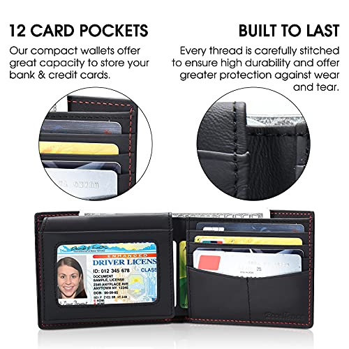 Wallets for Men RFID Blocking - Leather Wallet for Men Bifold, Men's Wallet Slim Minimalist, Carbon Fiber Wallets, Security Wallet, Genuine Leather Wallet, Birthday Gift for Husband and Dad3
