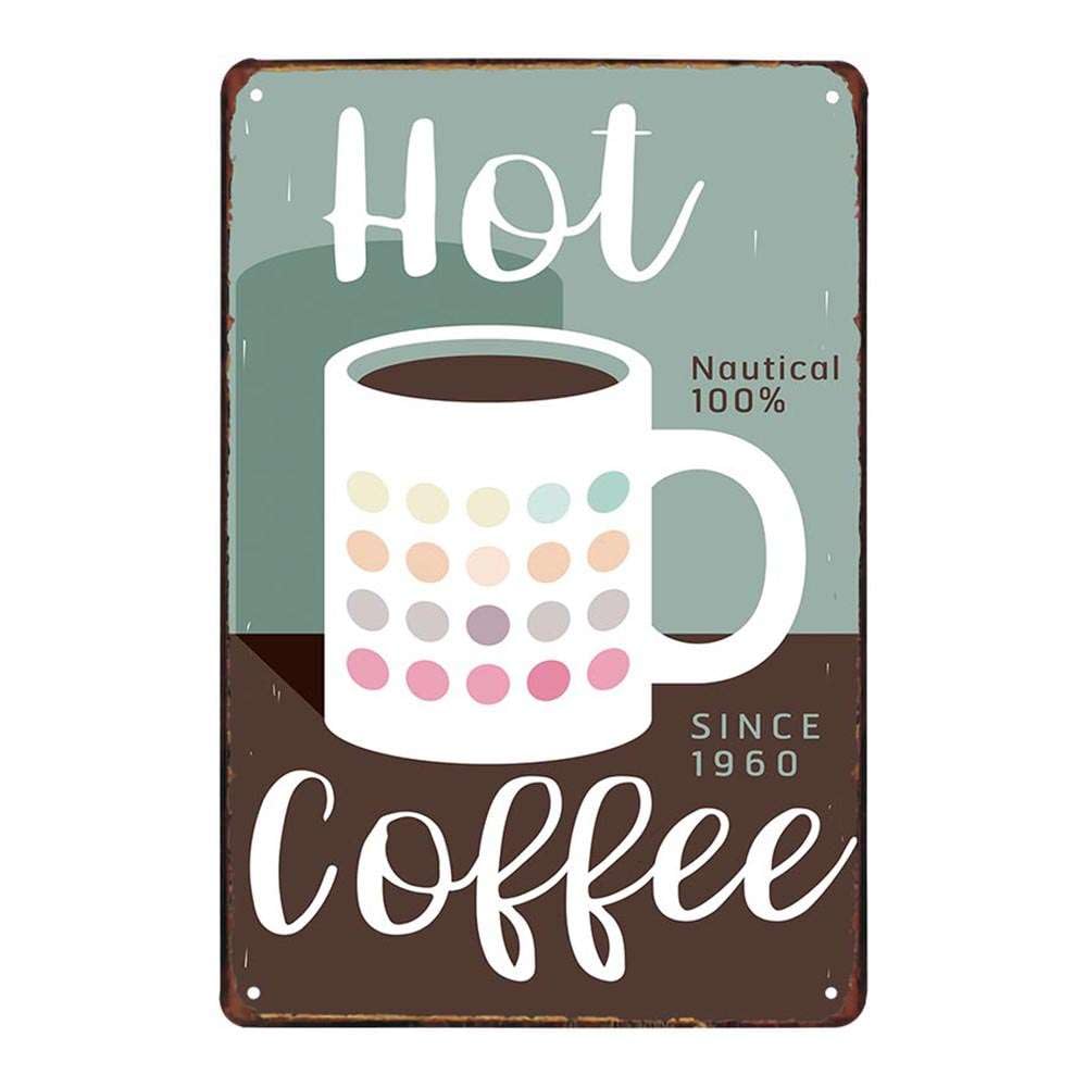 Juego de 4 placas de metal retro vintage con diseño de café