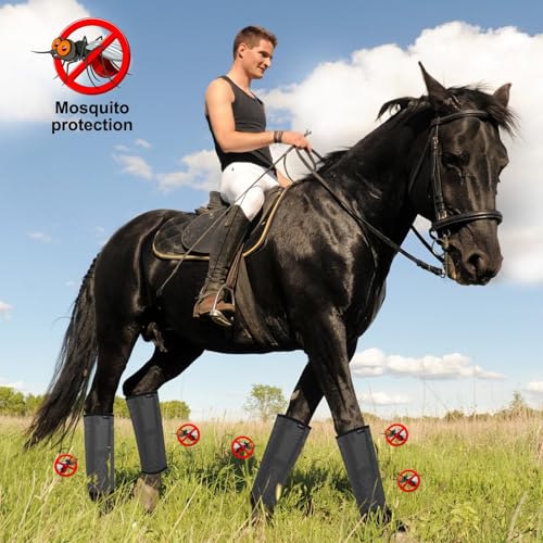 Image of Horse Fly Boots, Breathable Mesh Protection Set of 4, Comfortable Horse Leggings, Breathable Mesh Design, Equine Supplies for Reduce Stomping, Hoof Damage & Leg Fatigue (Grey, Medium)