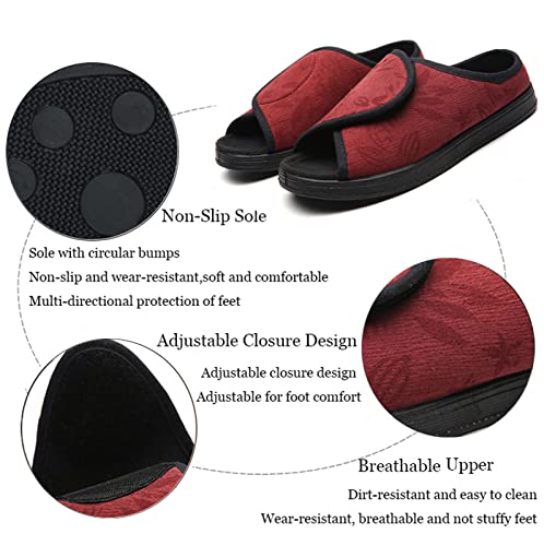 ZXAY Diabetic Sandals for Men，Women's Diabetic Sandals Walking Shoes, Widening The Elderly Swollen Feet and Non-Slip,Red,353