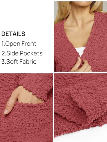 Image of MEROKEETY Women's Long Sleeve Soft Chunky Knit Sweater Open Front Cardigans Outwear Coat