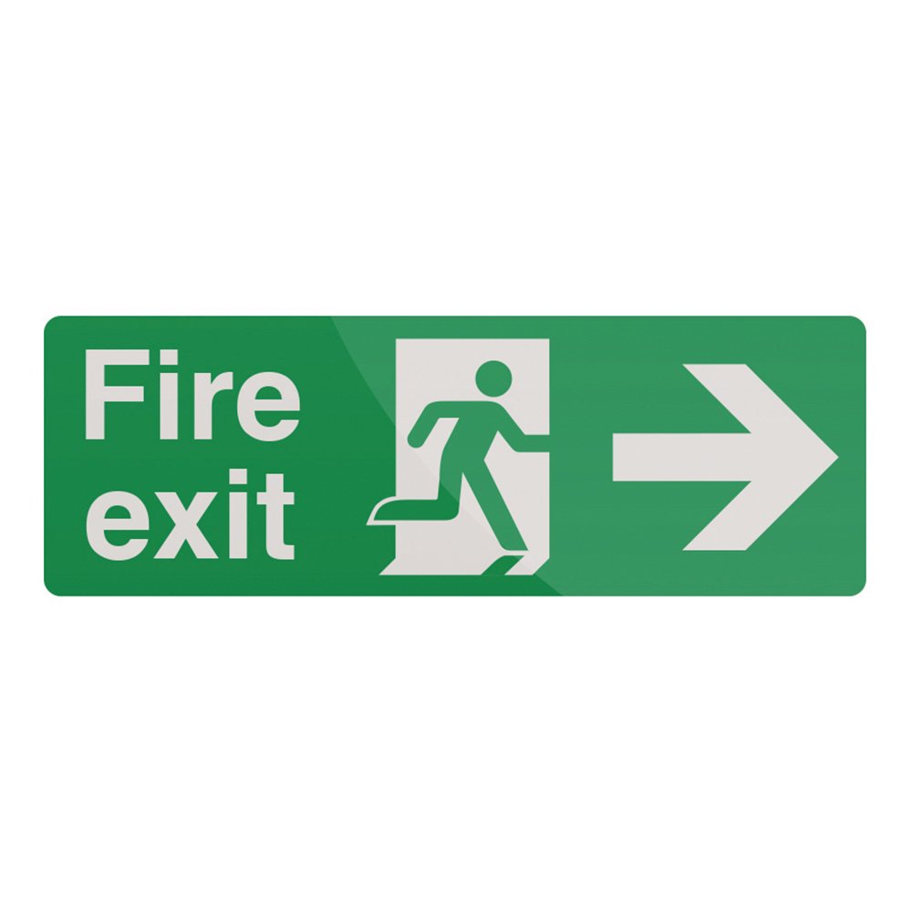 Fixman Green 525774 Self-Adhesive Fire Exit Right Arrow Sign 400 X 150Mm