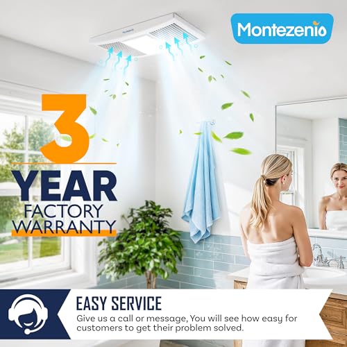 Image of Bathroom Exhaust Fan with Heater & Light, 110 CFM 1.5 Sone Quiet