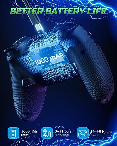 VOYEE Switch Controller Compatible with Switch/Lite/OLED/PC Windows, RGB Lightning Programmable 1000mAh Wireless Pro Controller with One Key Pairing Wake Up Vibration Turbo - Image 6