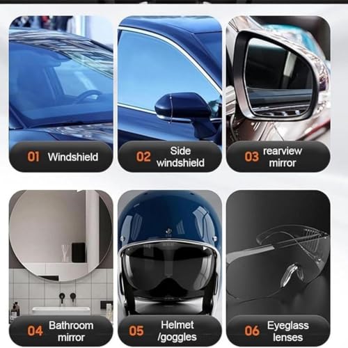 Image of Glass Anti Fog Hydrophobic Coating & Water Repellent Spray for, Mirrors, Car Windshields, Goggles, Shower Doors - Fogless, Rainproof (Oil Filming Brush and Anti Fog Spray)