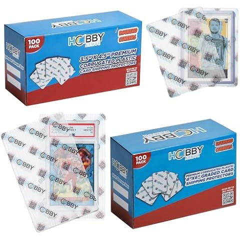 Hobby Armor Premium Plastic Bundle - Trading Card Shipping Protectors 3.5" x 4.5" and Graded Trading Card Shipping Protector 4" x 6" - 100 Pack of Each - Translucent Trading Card Shipping Supplies Cover