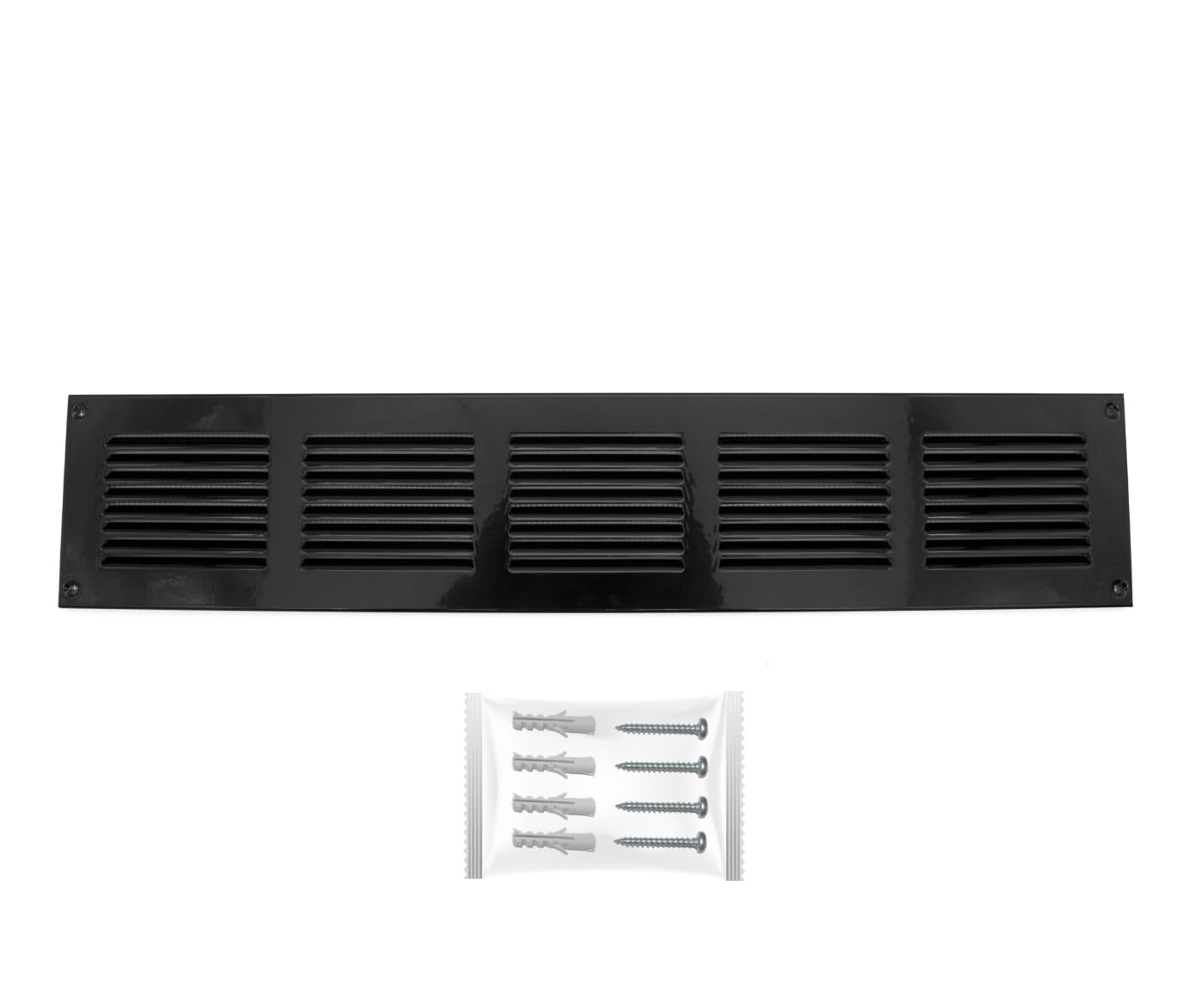 H&C VENT Rejilla Ventilación 500 x 100mm Metálica │Para Extractor de Baño Cocina Exterior HVAC │ Rejilla Aire Acondicionado AC Conductos Pared Techo Tubo │ Cubierta de Acero Rectangular con Mosquitera