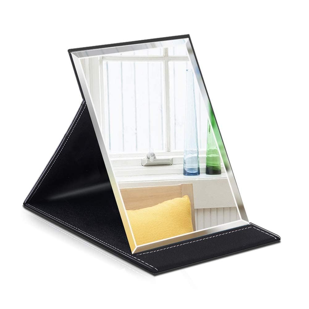 Compact Foldable Rectangular Vanity Mirror with PU Leather Cover for Dressing Table, Handbag & Beauty Use-image-40