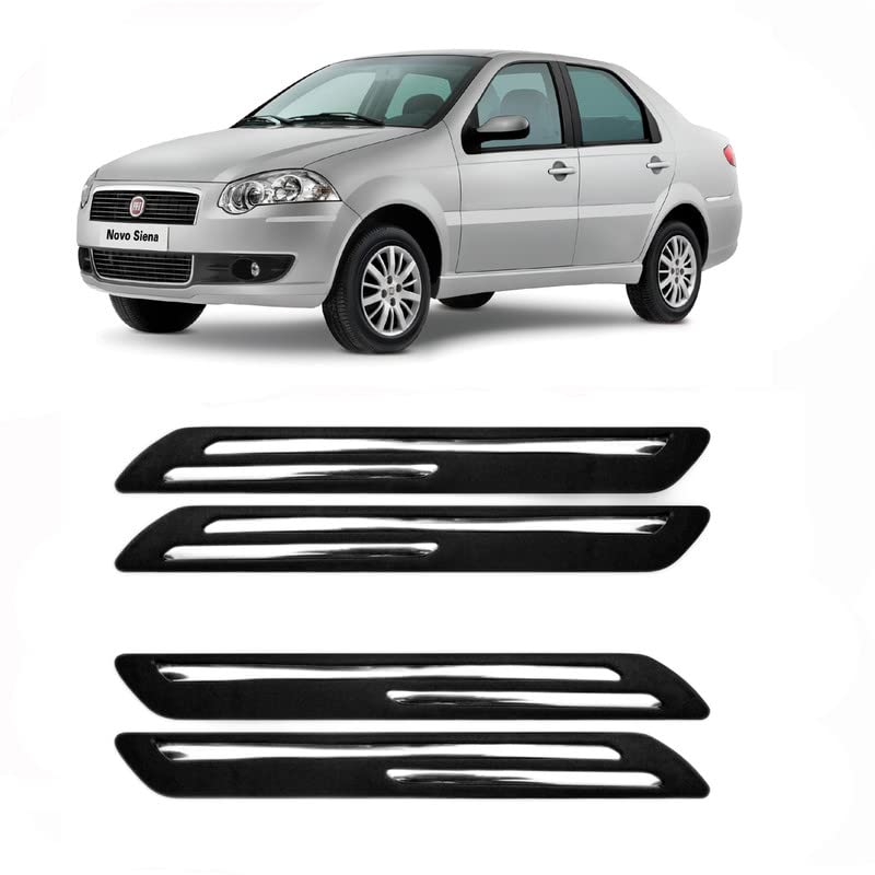 NOIREX Bumper Protector Guard Double Chrome Strip for Fiat seina (Set of 4) Black (Double Chrome Strip)