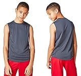 DEVOPS Boys 2-Pack Cool Dri Workout Tank Top Sleeveless (Medium, Charcoal)