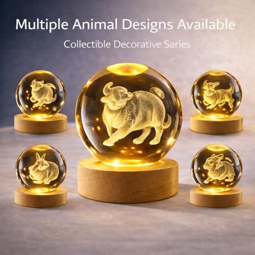 Lámpara de Noche Bola de Cristal con Base de Madera USB miniatura 5