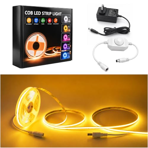 Image of LED Strip Lights 24V COB Gold Yellow Dimmable led Lighting16.4ft (Kit)
