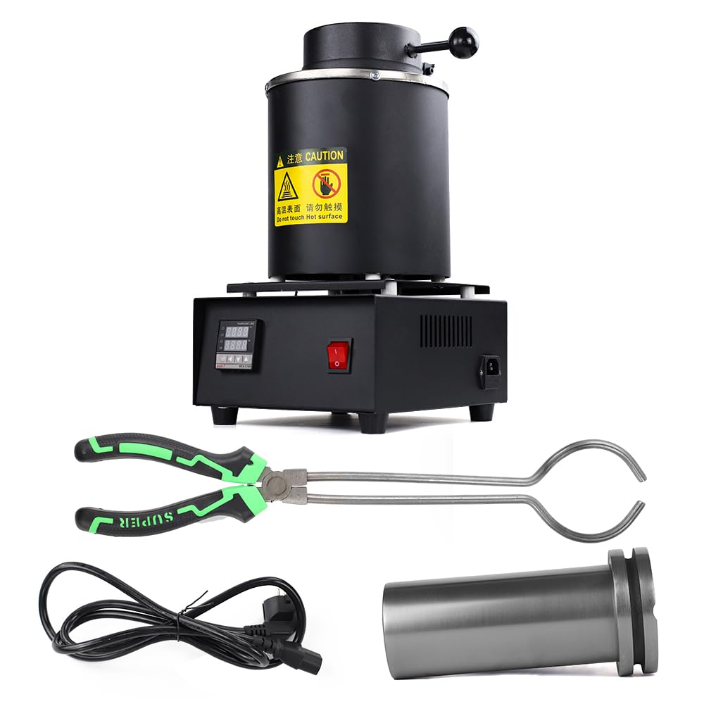 JINTONG 電気溶解炉 デジタル金属熔融炉 1100℃110V デジタル温度制御溶解炉 ジュエリー鋳造マシン 断熱カバー グラファイト坩堝 精錬ゴールドシルバースクラップ用 金銀融解用