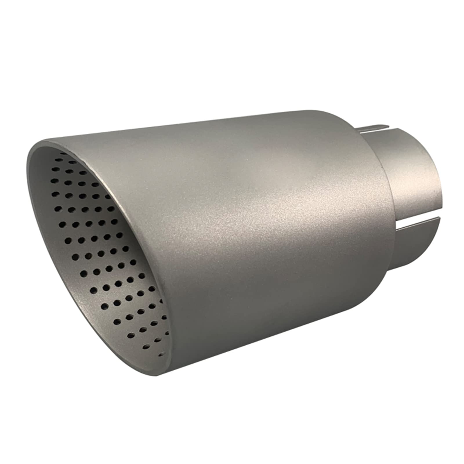 Krtopo 63mm Exhaust tips Stainless Steel Exhaust Muffler with Holes Auto End Silencer, Inlet 2.5" Outlet 3.5"