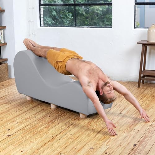 Image of Faux Leather Yoga Stretch Chair Couch - Play, Relax & More | Love Seat for Couples, Fun, & Flexibility! (Faux Leather - Submarine Grey)