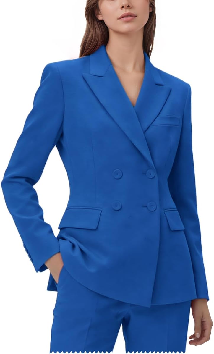 2 Piece Double Breasted Women's Suiting Slim Fit Formal Pant Suit for Women Casual Blazer Pant Set Business Outfits