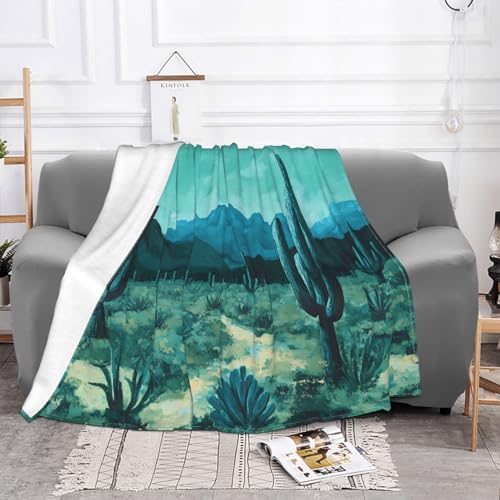 Plaid flanelle chaud motif cactus lit salon couverture 152x127cm