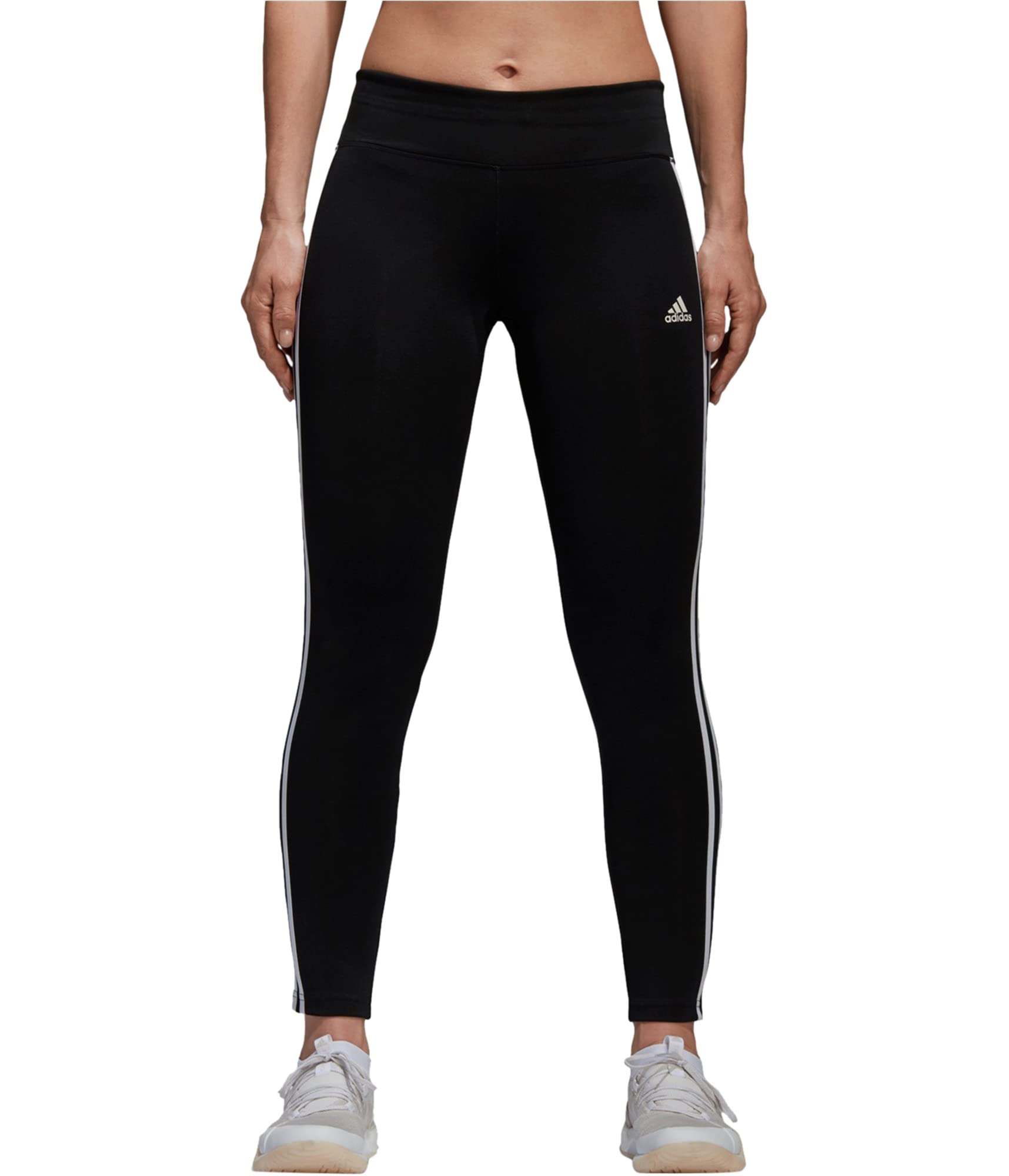 adidas Women's Training Designed 2 Move 3 Stripe Long Leggings, Black/White, Medium