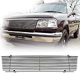 Solid Aluminum Grill fits 1993 94 95 96 97 Ford Ranger Polished Front Main Upper Billet Grille Grill Insert (1997 Ford Ranger)