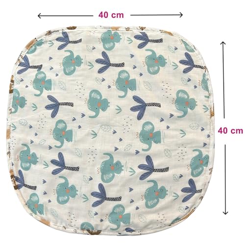 Image of Trance Home Linen Pure Cotton 3-Layered Multipurpose Baby Burp Cloth | Baby Receiving Cloth | Skin-Friendly Reusable | Cotton Baby Burping Towel (Pack of 3, 40x40 cm, Baby Pug)